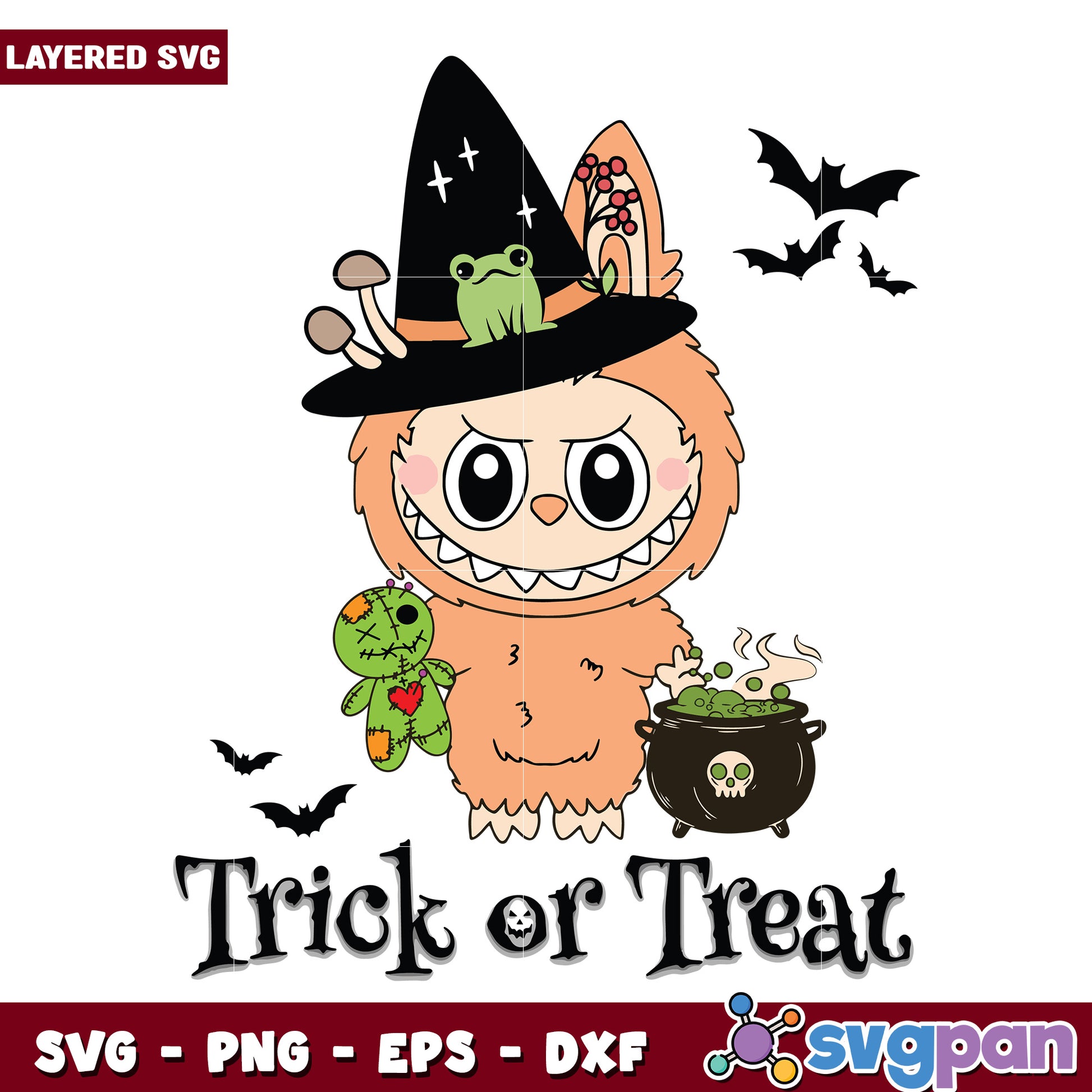 Trick or treat labubu svg, halloween cartoons svg, spirit halloween​ svg
