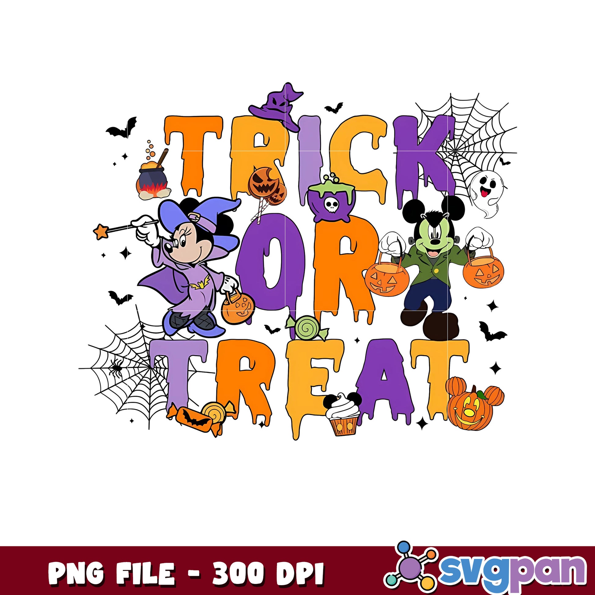 Trick or treat mickey png, halloween png, halloween cartoon png