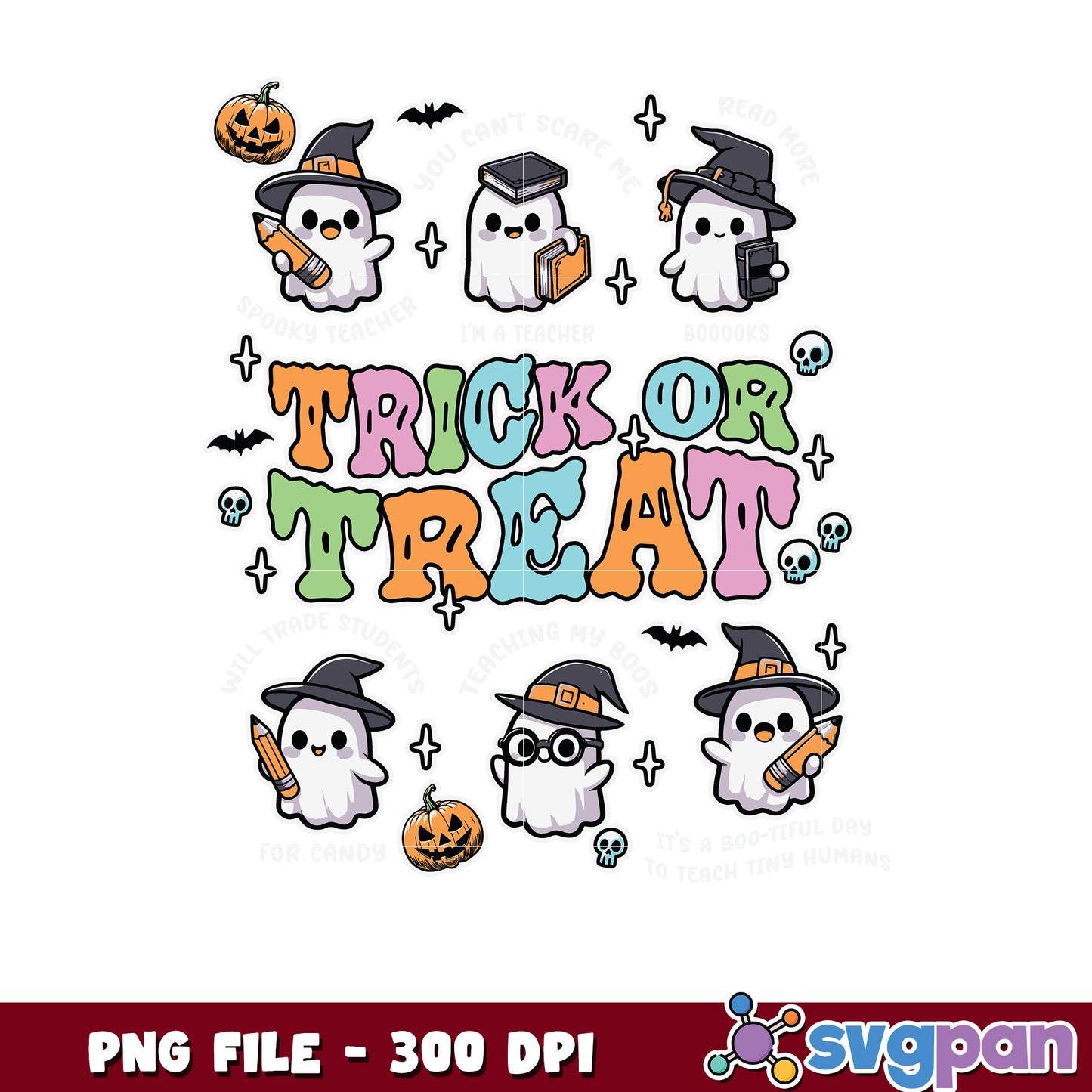 Trick or treat png, halloween ghoul​​ png, cute ghost png