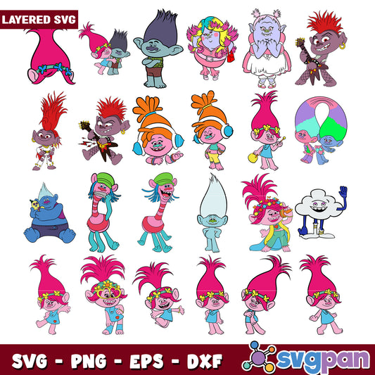 Troll Characters Bundle Layered SVG Graphic Set