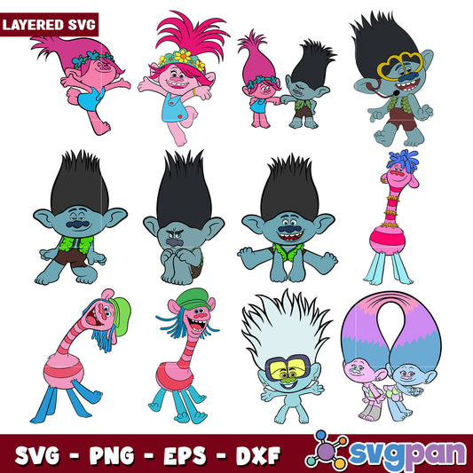 Troll Characters SVG Bundle for Craft Projects