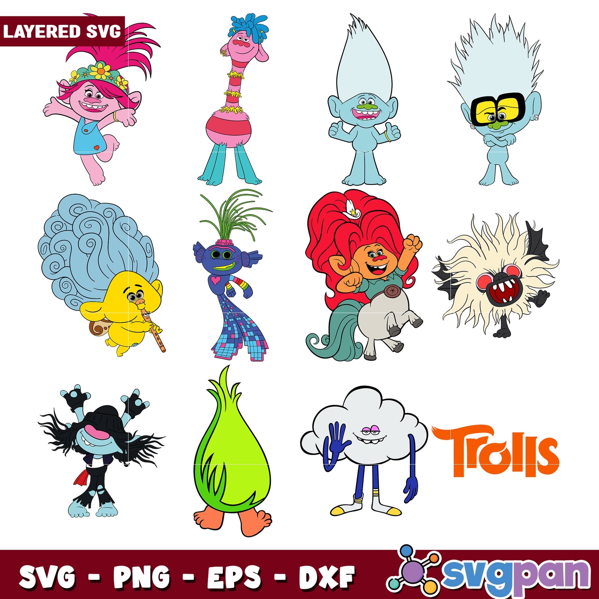 Trolls Bundle SVG File for Creative Projects