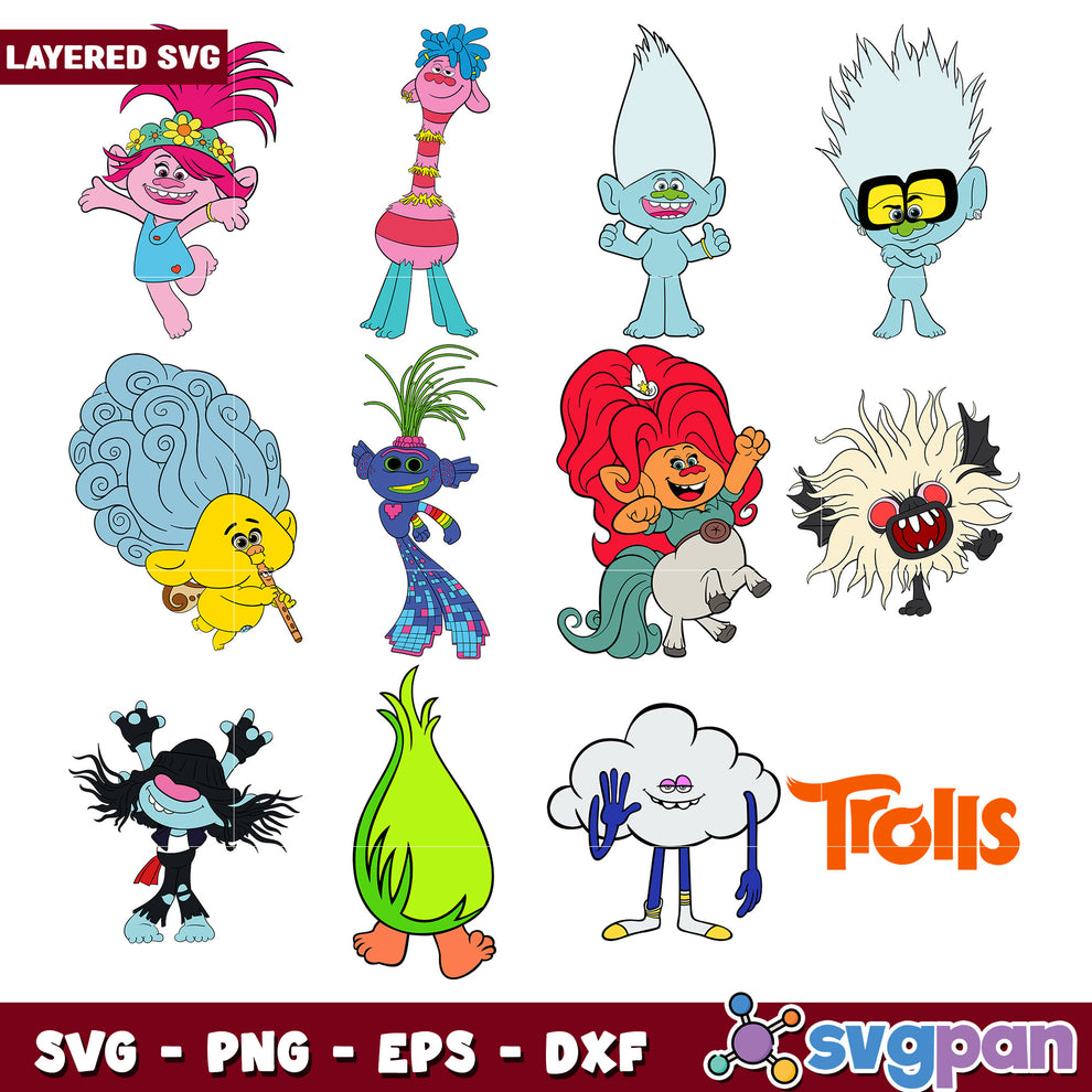 Trolls Bundle SVG File for Creative Projects – svgpan