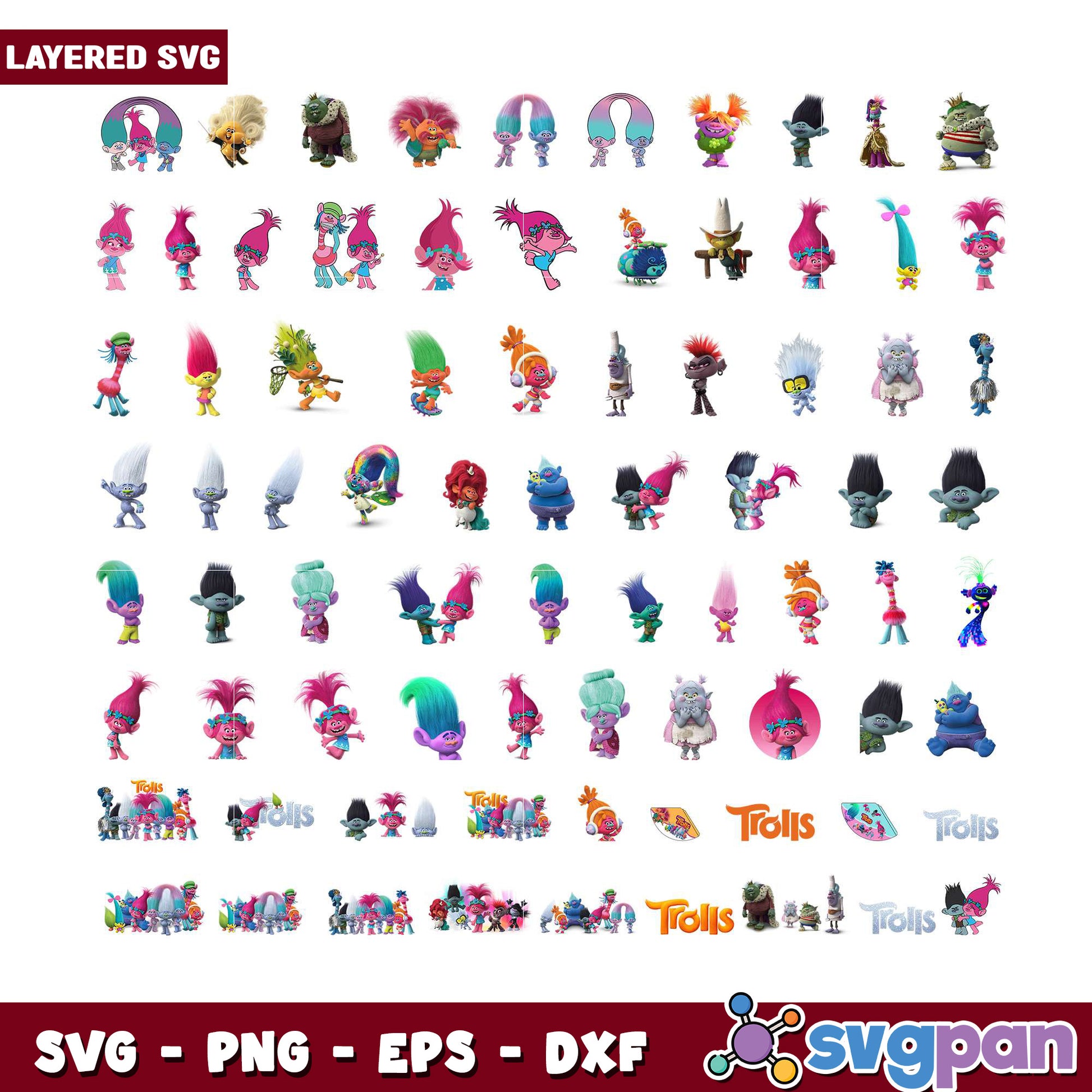 Trolls Layered SVG Bundle for Creative Projects