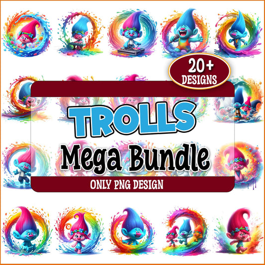 Trolls watercolor png bundle