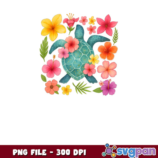 Tropical Turtle PNG 300 DPI Floral Design