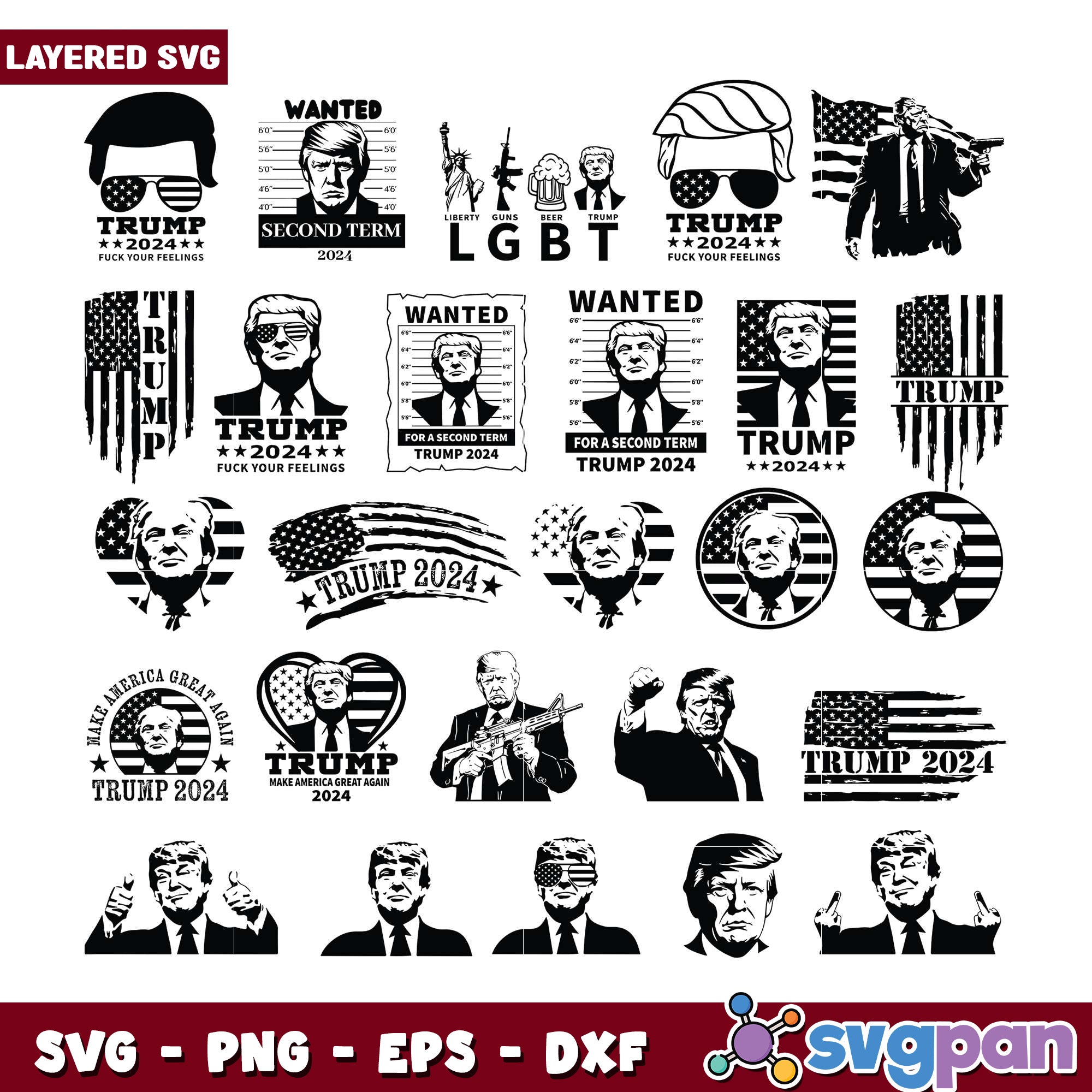 Trump 2024 Layered SVG Bundle for Creative Projects – svgpan