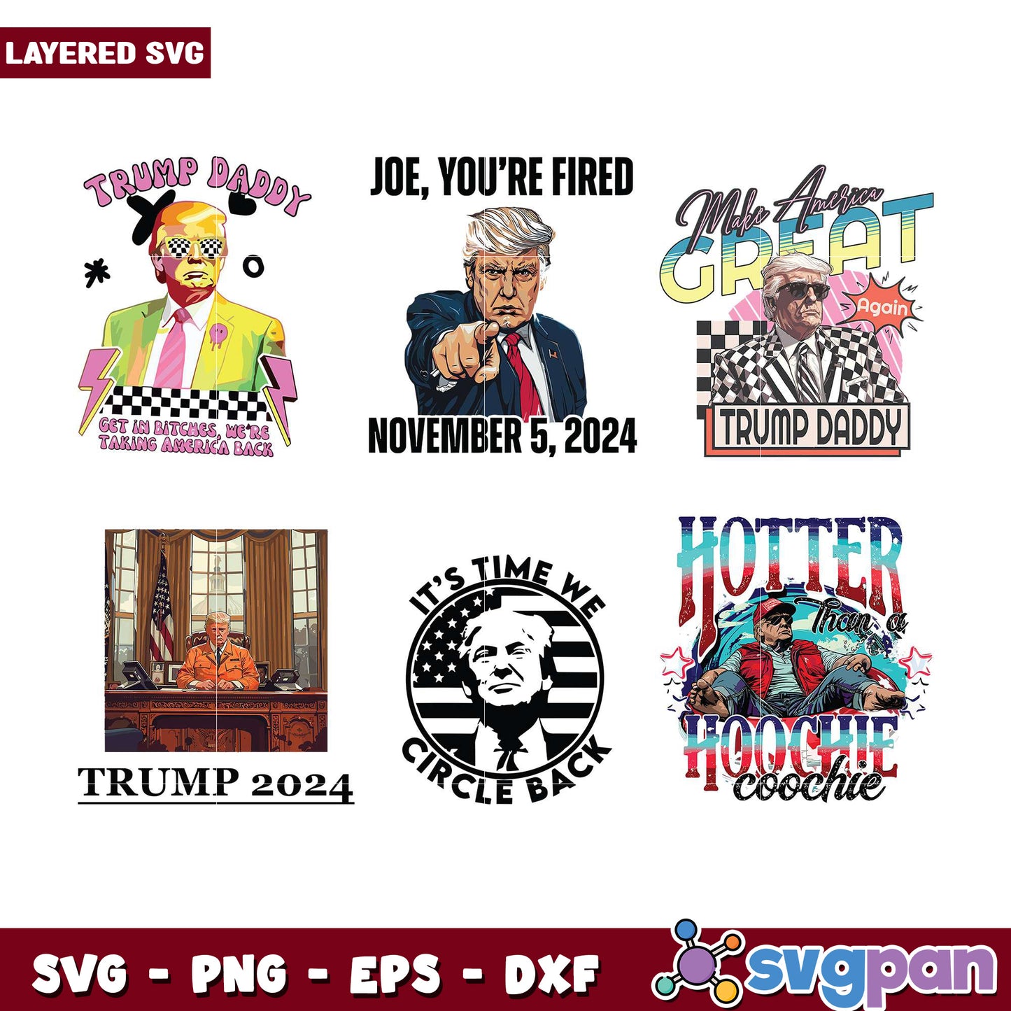 Trump 2024 SVG Bundle for Political Graphics Use