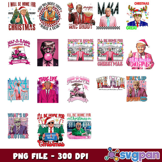Trump Christmas PNG Bundle - 12 Designs