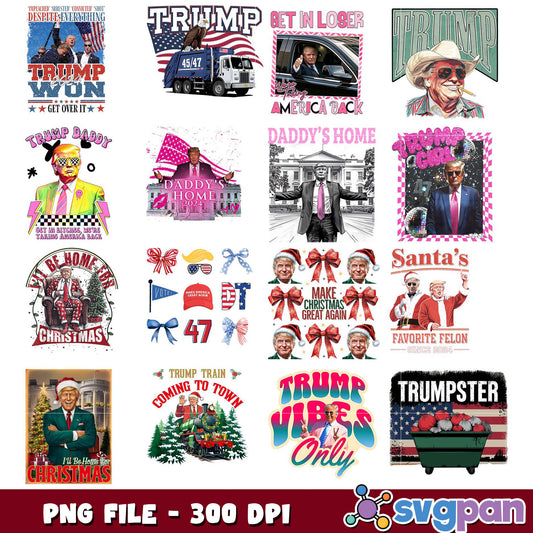 Trump PNG Bundle 12 Designs, 300 DPI