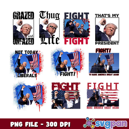 Trump PNG Bundle 8 Designs, 300 DPI