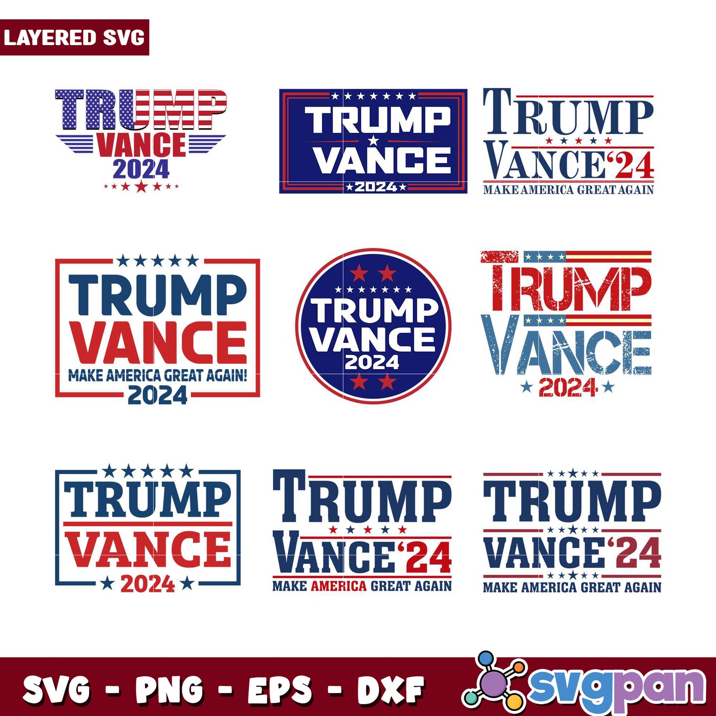 Trump Vance 2024 Bundle SVG Graphics Collection