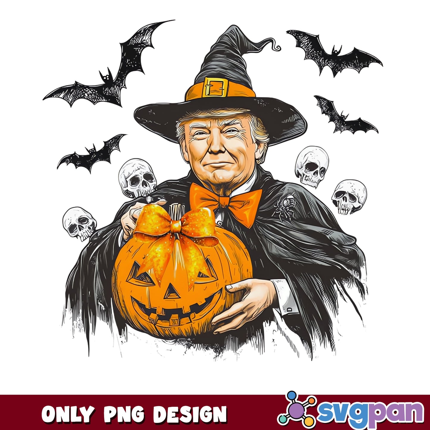 Trump Halloween Witch Pumpkin PNG, Funny Halloween PNG, Spooky PNG