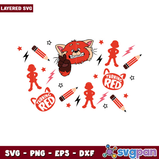 Turning Red Character SVG Design, Fun Layered Graphics Set