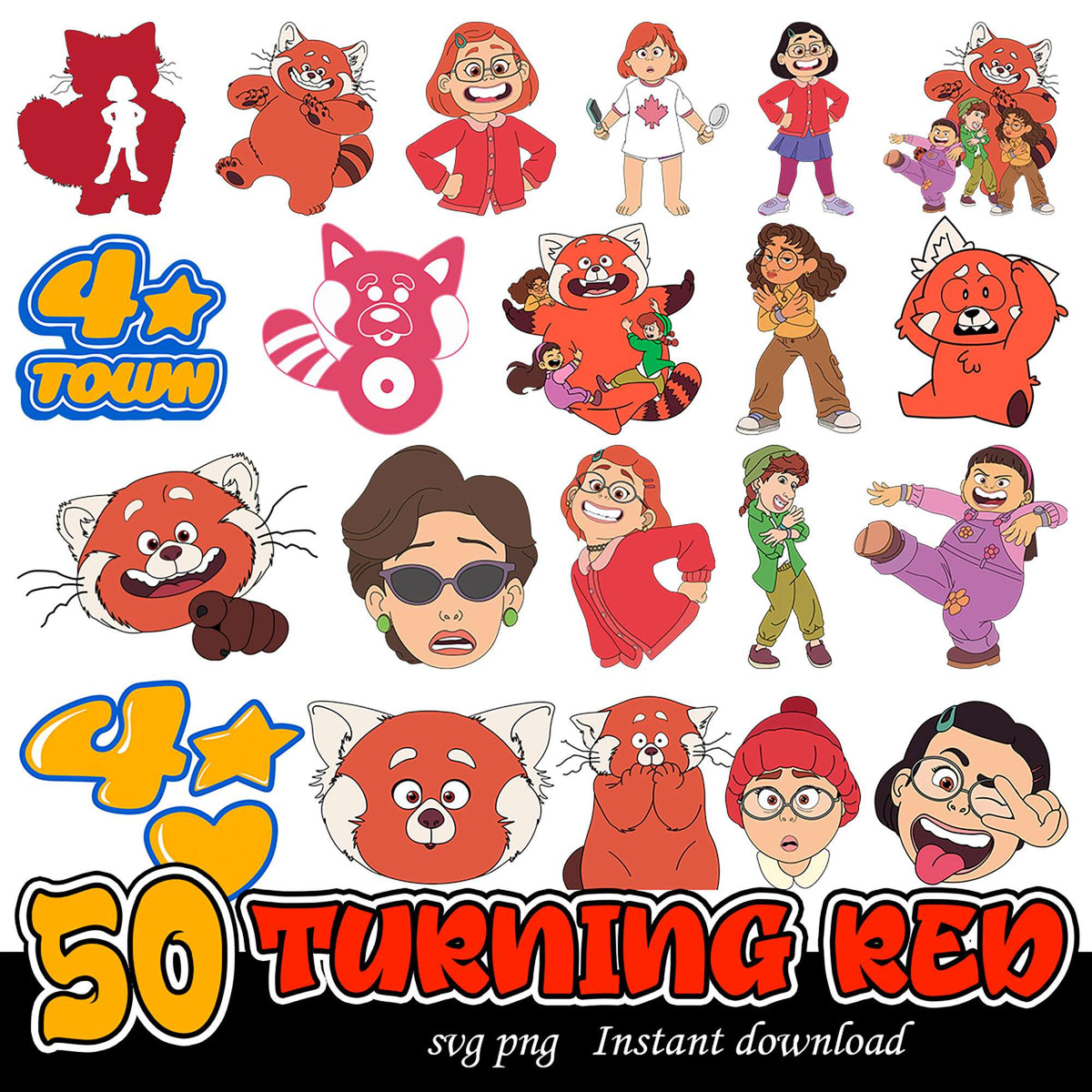Turning Red SVG Bundle 50 Designs Instant Download Pack – svgpan