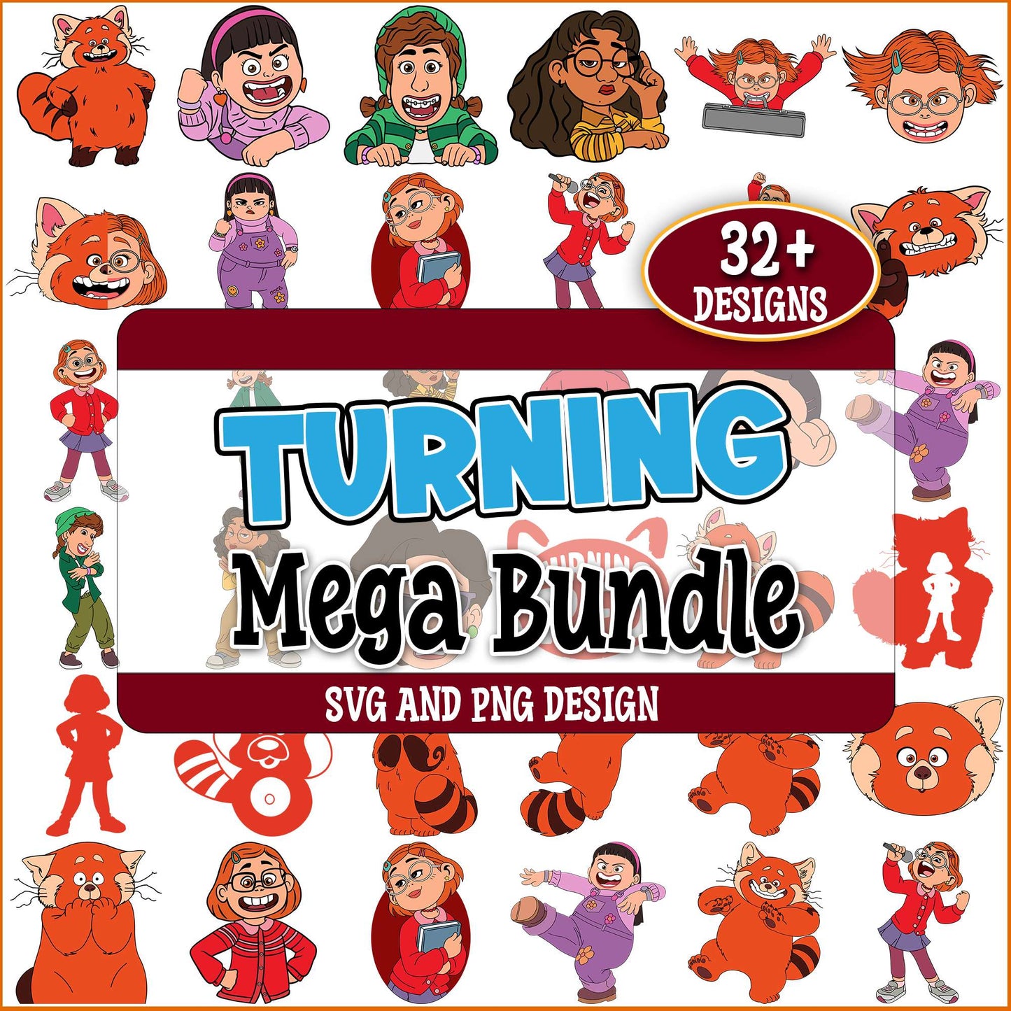 Turning red art svg bundle