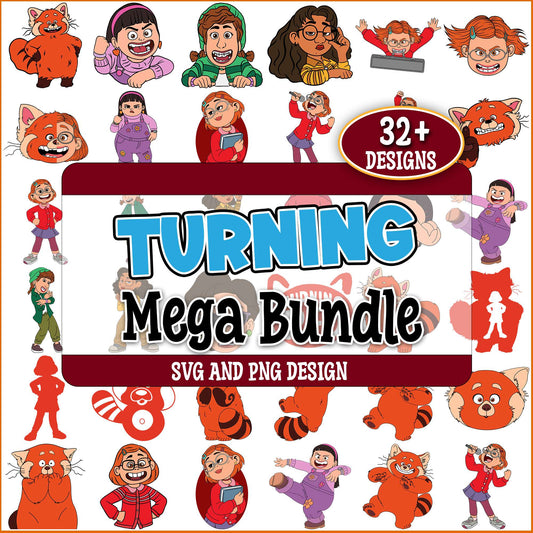 Turning red art svg bundle