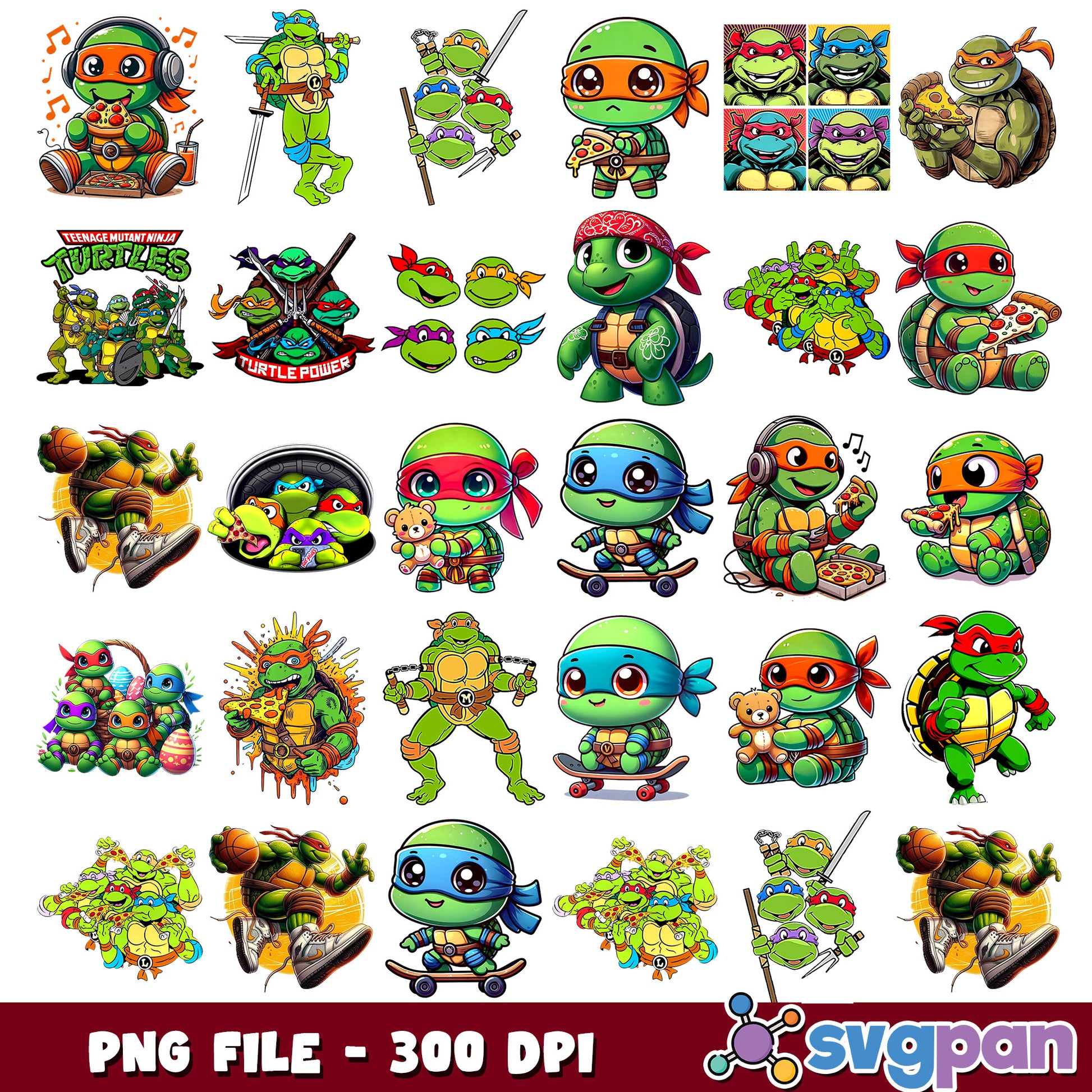 Turtle power design png bundle