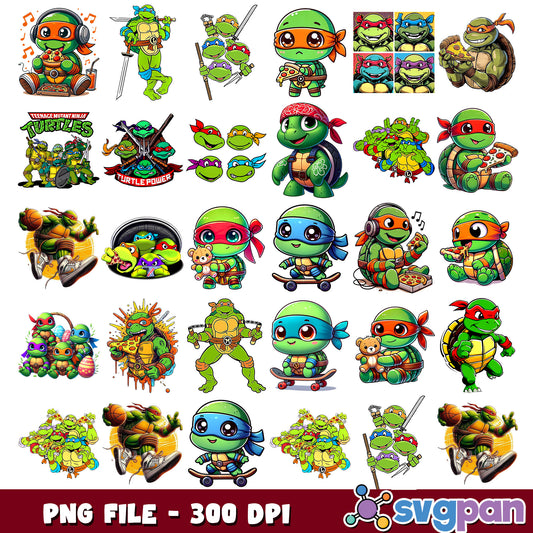 Turtle power design png bundle