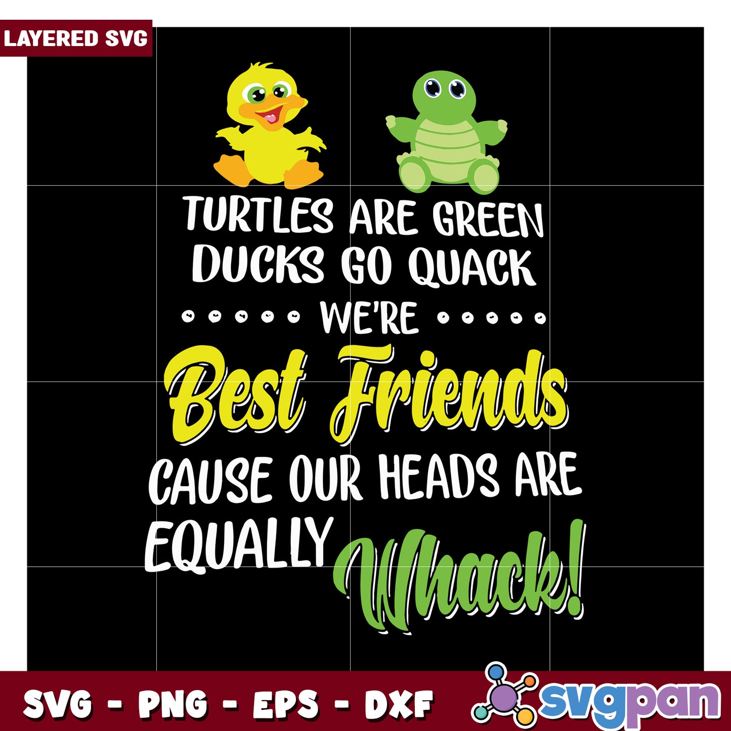 Turtles and Ducks Cute Friendship Design for Crafts, Fun SVG Note