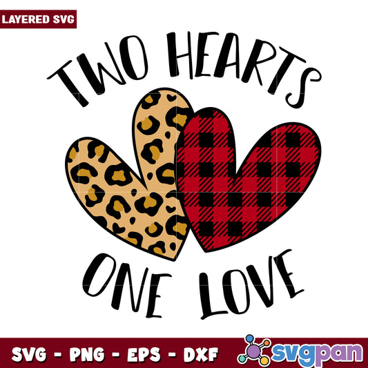 Two Hearts One Love Layered SVG Design, Perfect for Crafts and Decor