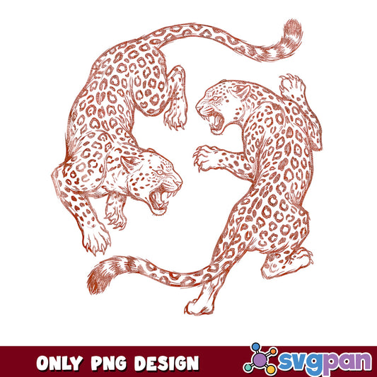 Two Leopards Fighting PNG, Wild Cheetah Tattoo PNG, Big Cat PNG