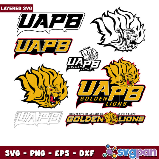 UAPB Golden Lions Layered SVG Bundle for Crafting
