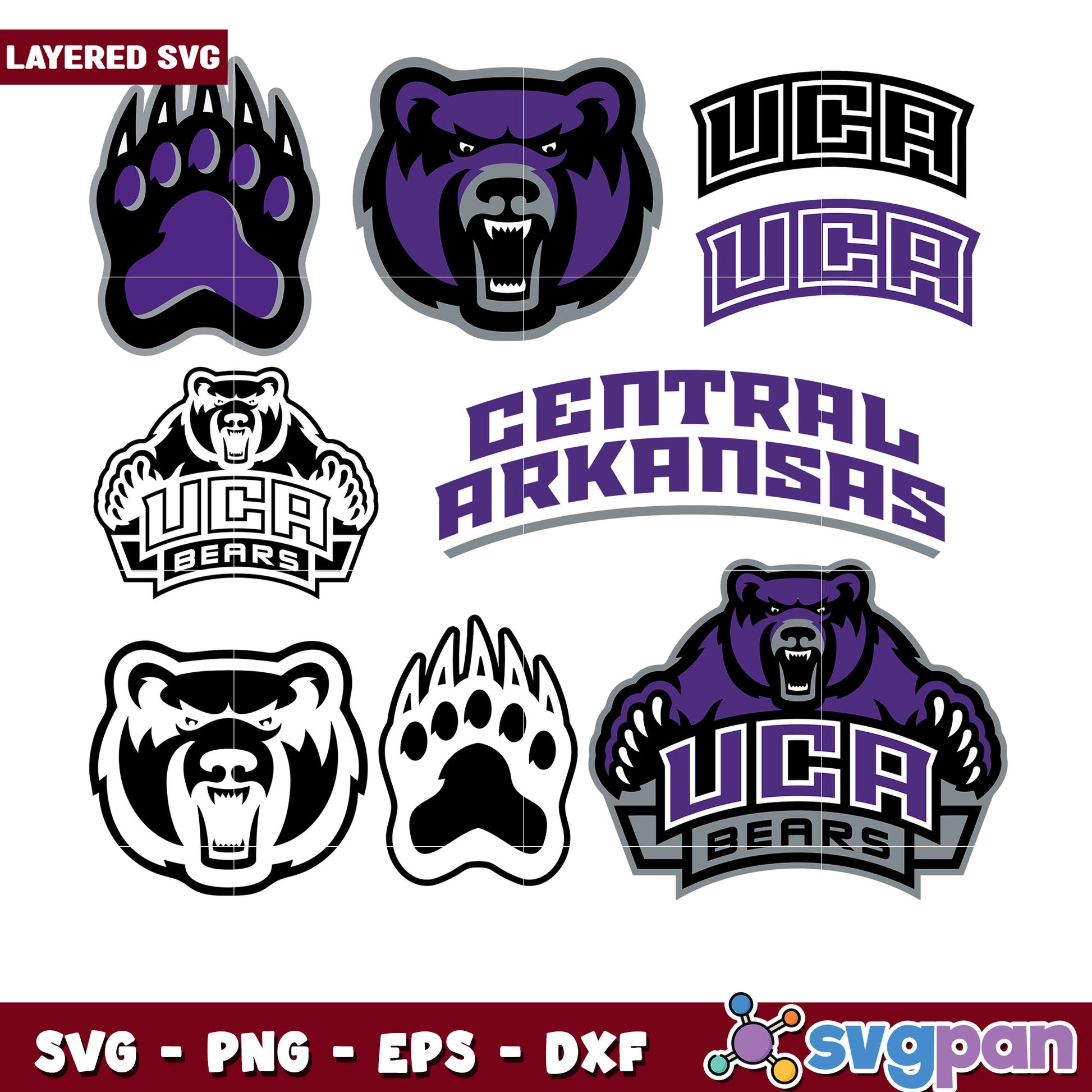 UCA Bears SVG Bundle Layered Designs