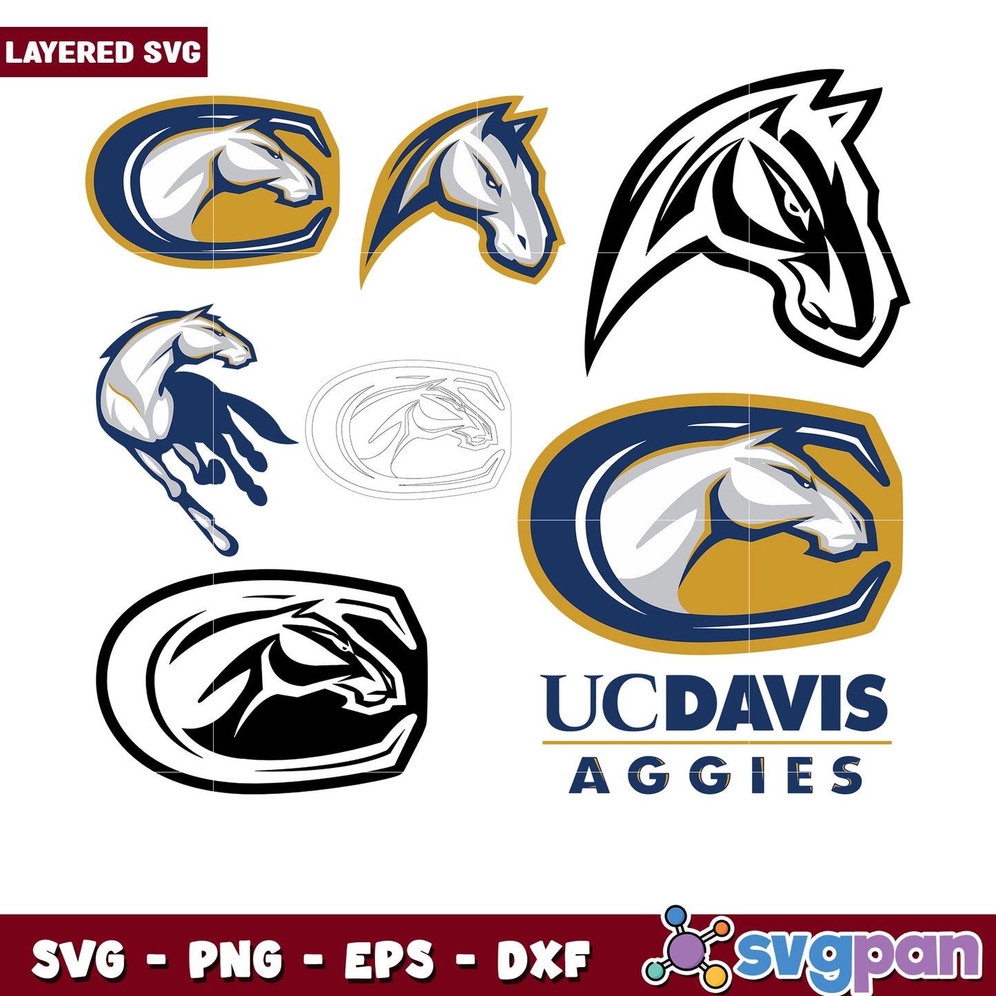 UC Davis Aggies Horse SVG Bundle