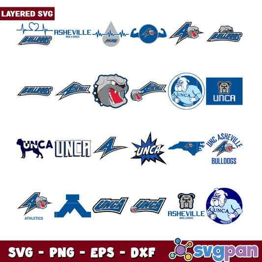 UNC Asheville Bulldogs Layered SVG Graphic Bundle