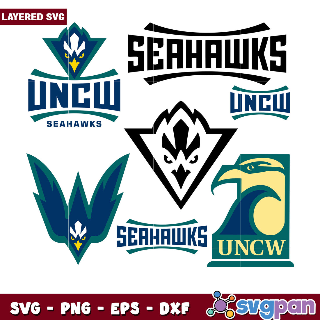 UNCW Seahawks SVG Bundle Layered Designs – svgpan
