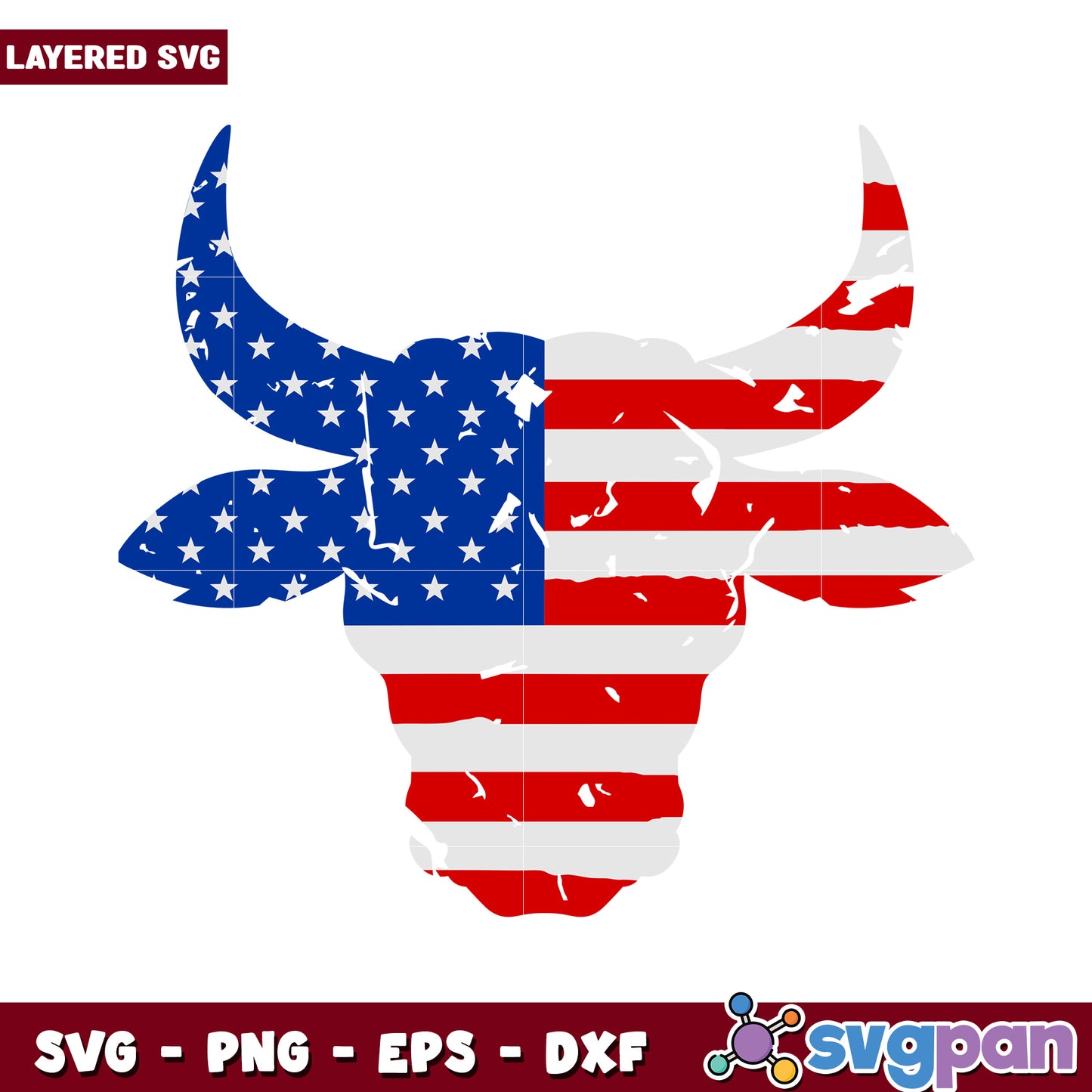 USA Flag Bull SVG Design, Perfect for Creative Projects and Crafts