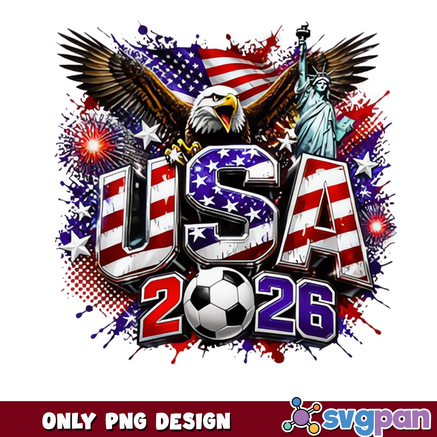 USA 2026 Soccer World Cup PNG, American Flag Eagle PNG, Patriotic PNG