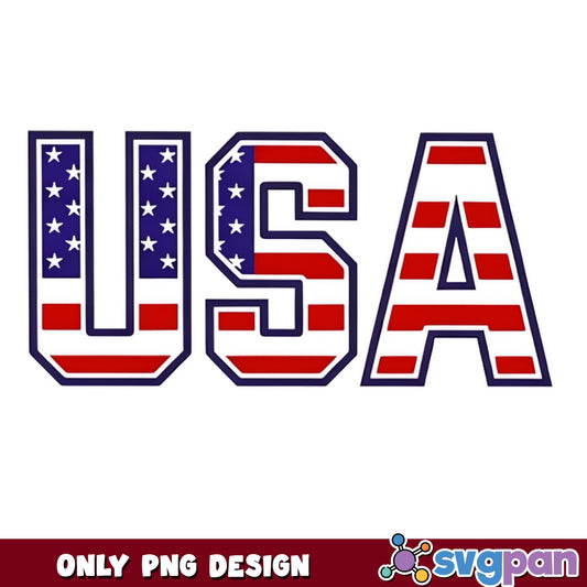 USA Flag Letters PNG, 4th Of July PNG, American Patriotic PNG
