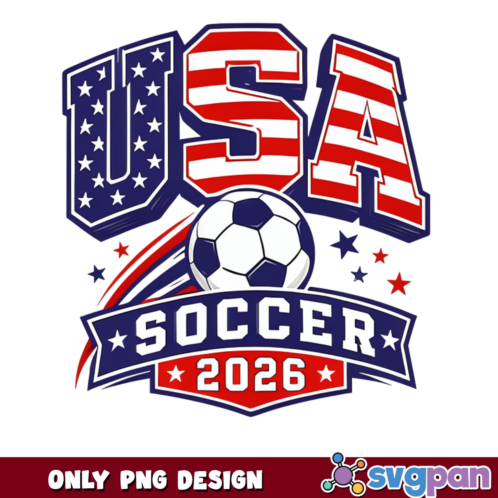 USA Soccer 2026 PNG, American Flag Soccer Ball PNG, US PNG