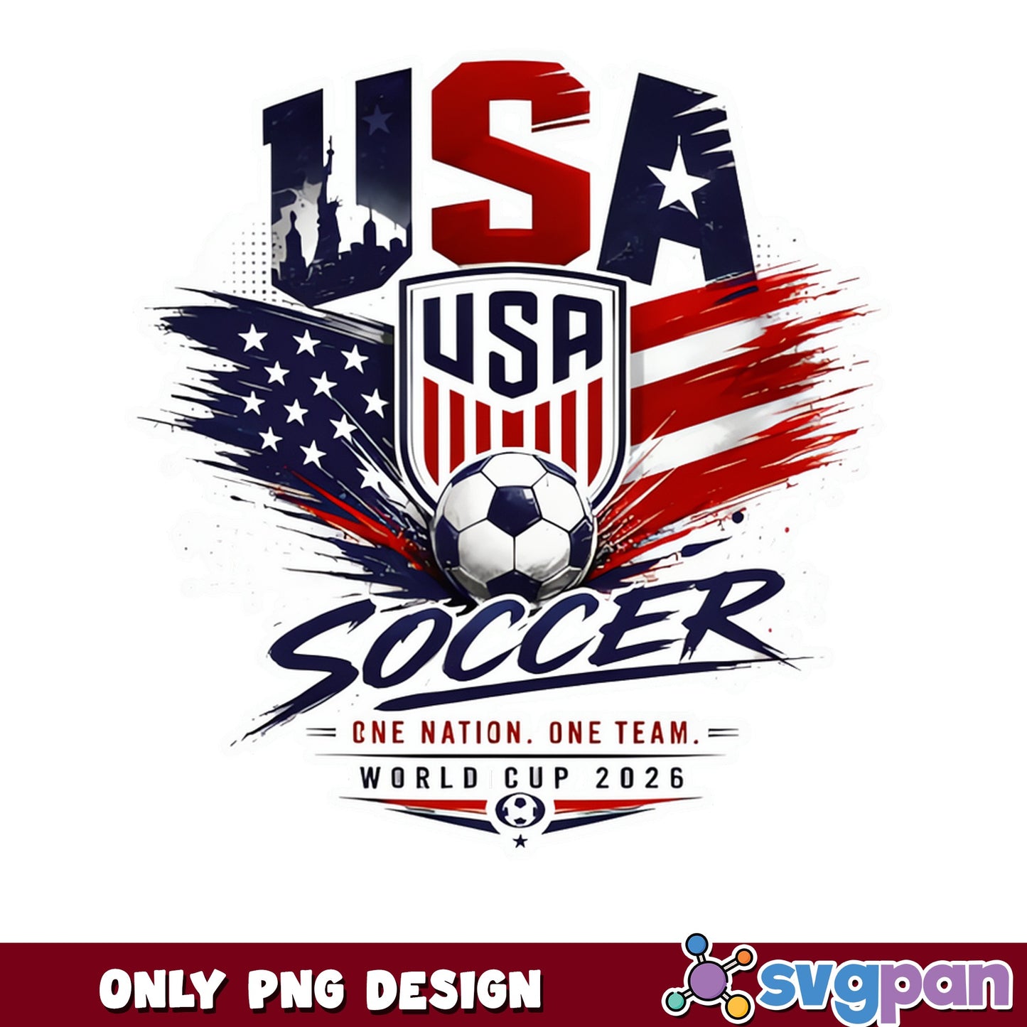 USA Soccer World Cup 2026 PNG, One Nation One Team PNG, Soccer PNG