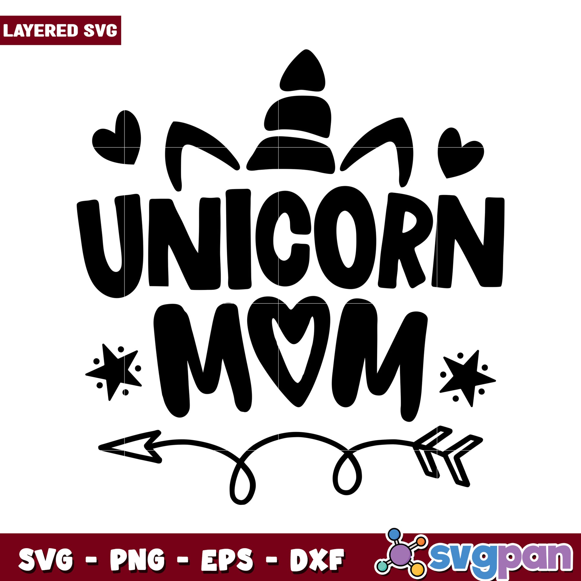 Unicorn Mom Layered SVG Design for Craft Projects, Creative Gift Idea