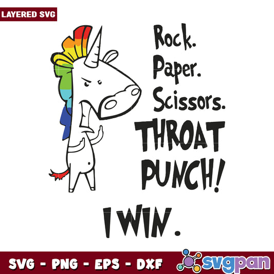 Unicorn Throat Punch SVG Design for Crafts, Fun Game Illustration