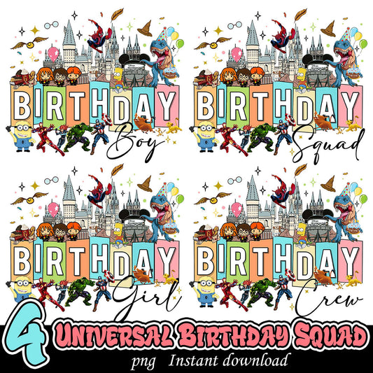 Universal Birthday Squad PNG Bundle