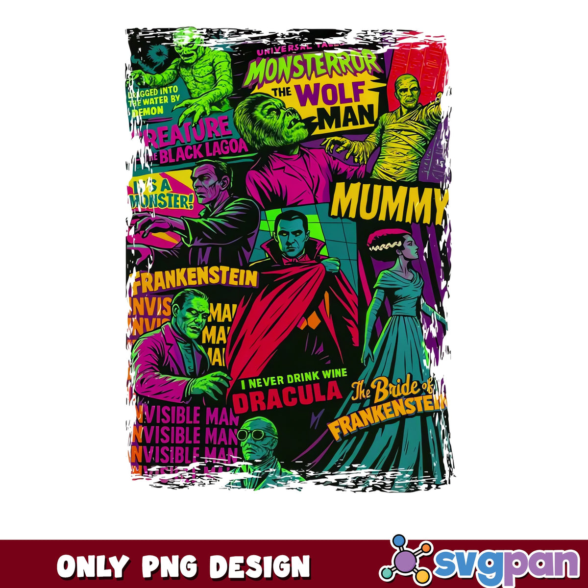 Universal Monsters Halloween PNG, Classic Horror PNG, Dracula PNG