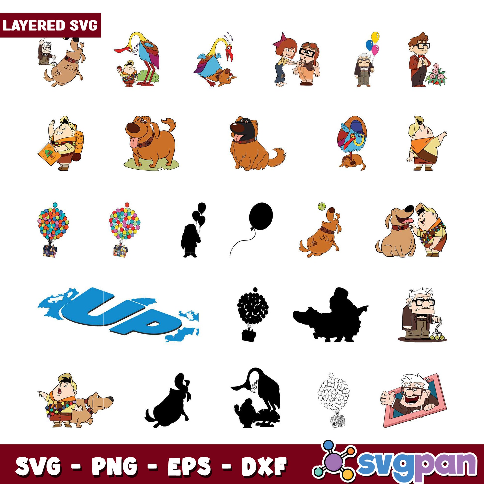 Up Movie SVG Bundle Layered Characters & PNG