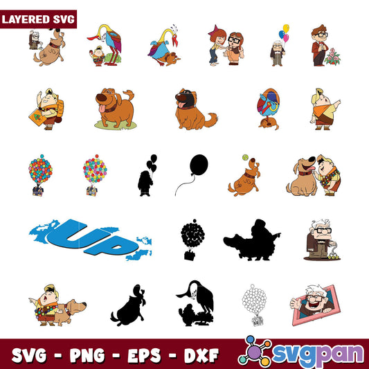 Up Movie SVG Bundle Layered Characters & PNG