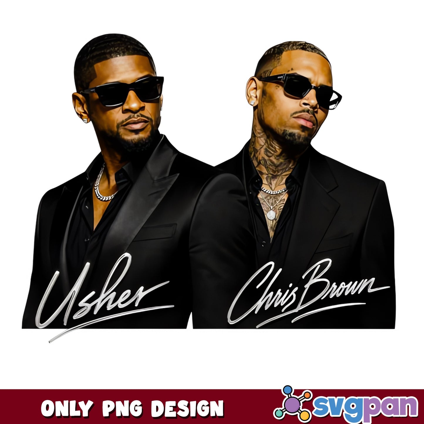 Usher And Chris Brown PNG, Rap Music PNG, Sublimation PNG
