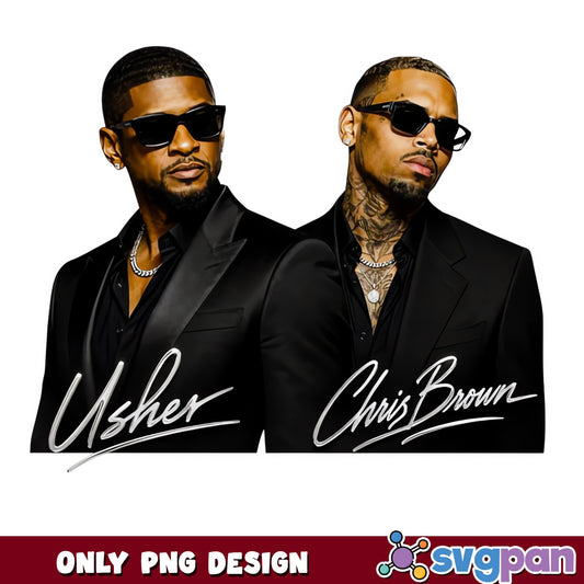 Usher And Chris Brown PNG, Rap Music PNG, Sublimation PNG
