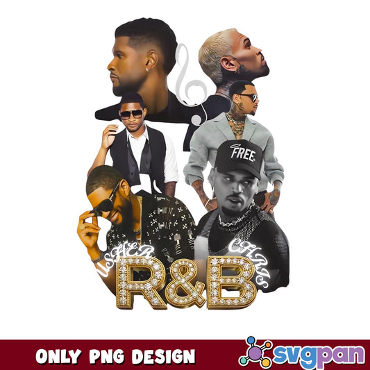 Usher And Chris Brown R&B PNG, Rap Music PNG, Sublimation PNG