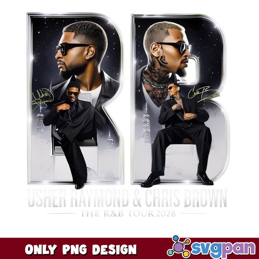 Usher And Chris Brown RnB Tour 2026 PNG, Usher PNG, Chris Brown PNG
