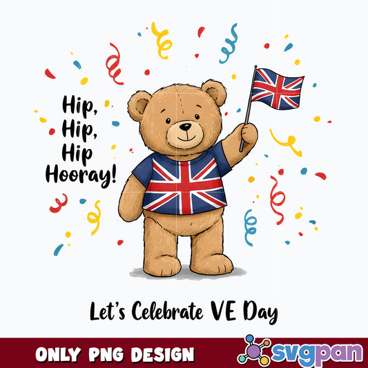 VE Day Celebration Bear png, 80th anniversary ve day