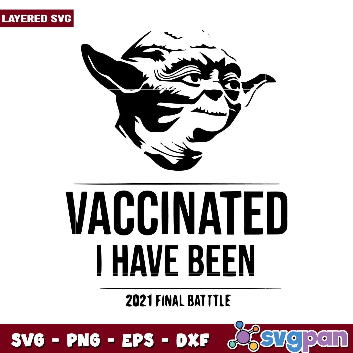 Vaccinated Yoda SVG design for crafting, perfect for star wars fans