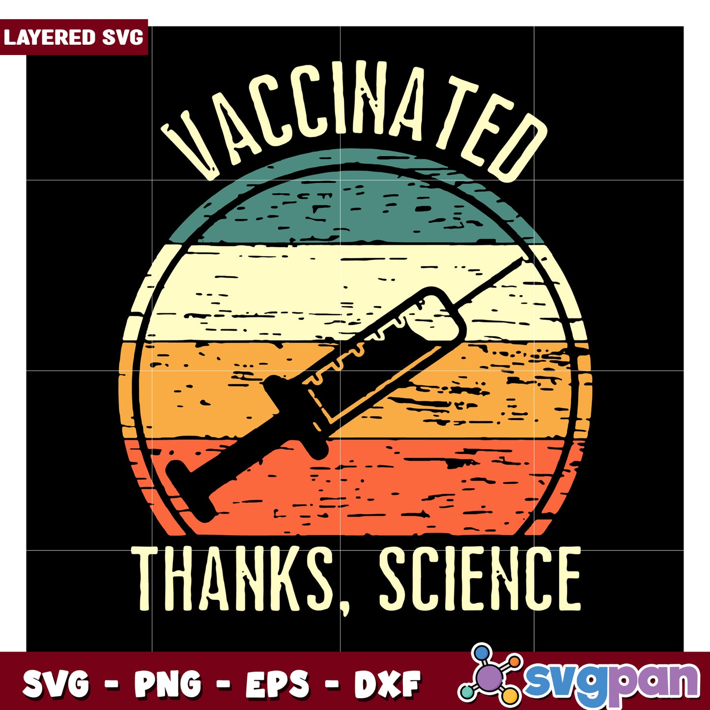 Vaccinated thanks science retro design, perfect for crafters and gifts