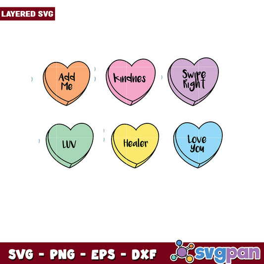 Valentine Candy Hearts SVG Bundle